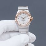 Omega Constellation Double Eagle Lady 27mm Swiss Quartz Movement White/Gold Face Two-tone Strap Watch